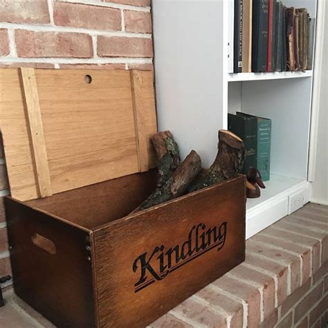 fireplace hearth metal bread box kindling storage|kindling storage.